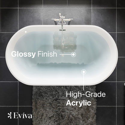 Eviva Aries 59" Glossy White Acrylic Freestanding Bathtub