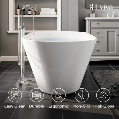 Eviva Aries 59" Glossy White Acrylic Freestanding Bathtub