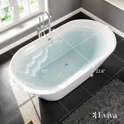 Eviva Aries 67" Glossy White Acrylic Freestanding Bathtub