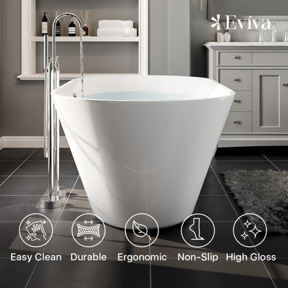 Eviva Aries 67" Glossy White Acrylic Freestanding Bathtub