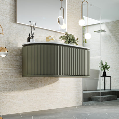 Haven 39 in. Green Wall Mount Single Sink Bath Vanity with Solid Surface Top and Integrated Sink