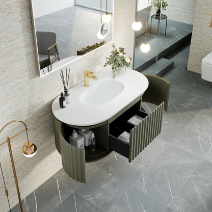 Haven 39 in. Green Wall Mount Single Sink Bath Vanity with Solid Surface Top and Integrated Sink