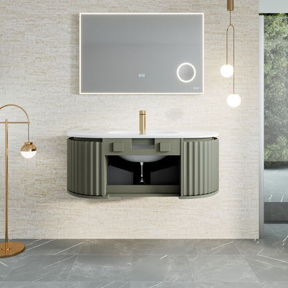 Haven 39 in. Green Wall Mount Single Sink Bath Vanity with Solid Surface Top and Integrated Sink