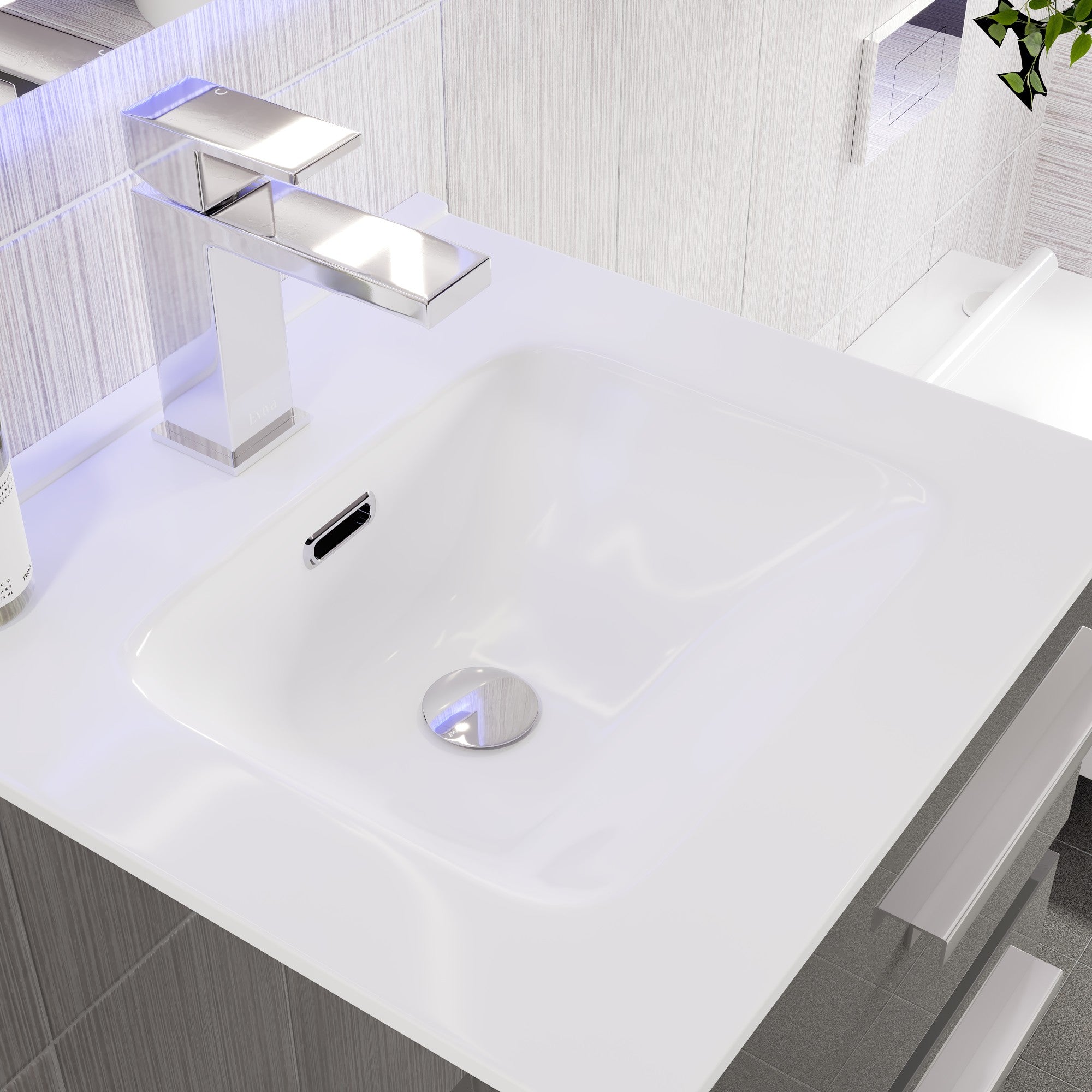 Deluxe 20 in. Gray Single Sink Bath Vanity with Porcelain Top and Integrated Sink