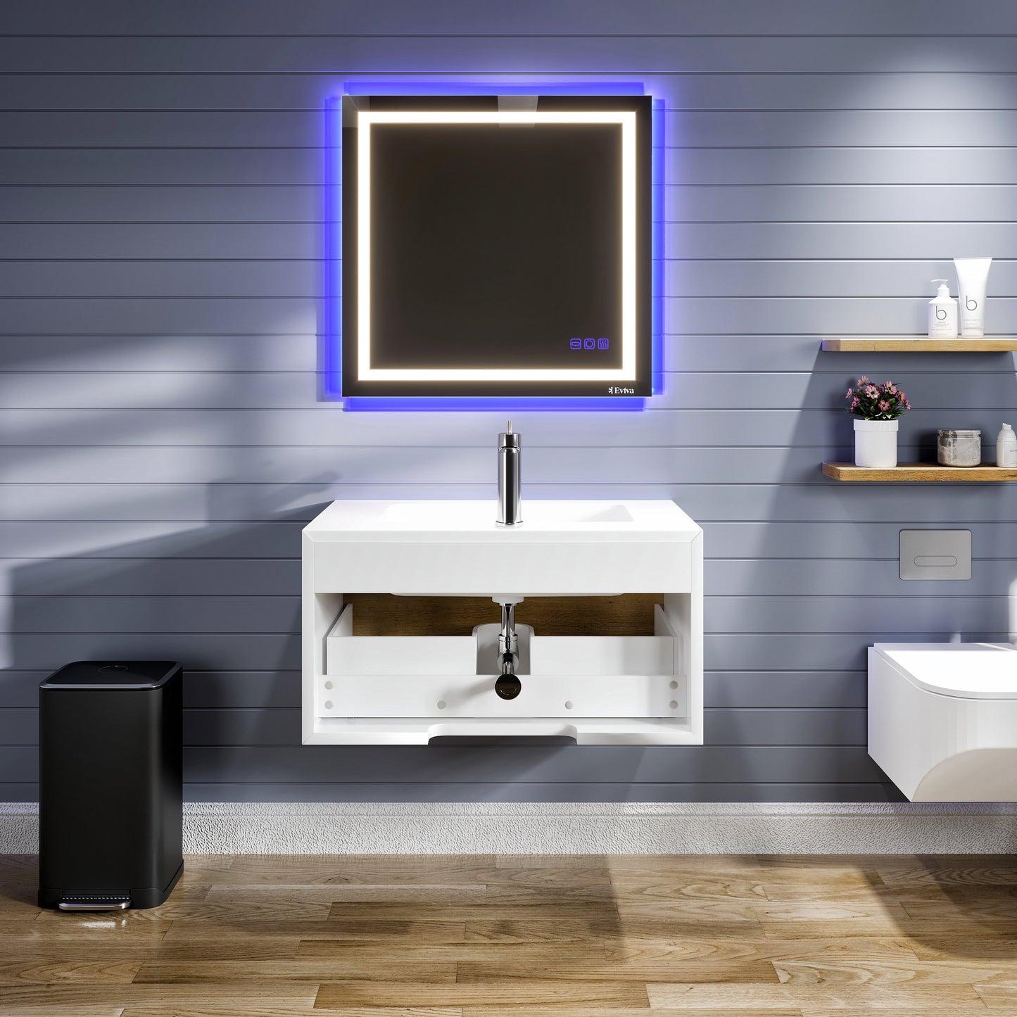 Venice 36"W x 19"D Oak Bathroom Vanity with Acrylic Countertop and Integrated Sink