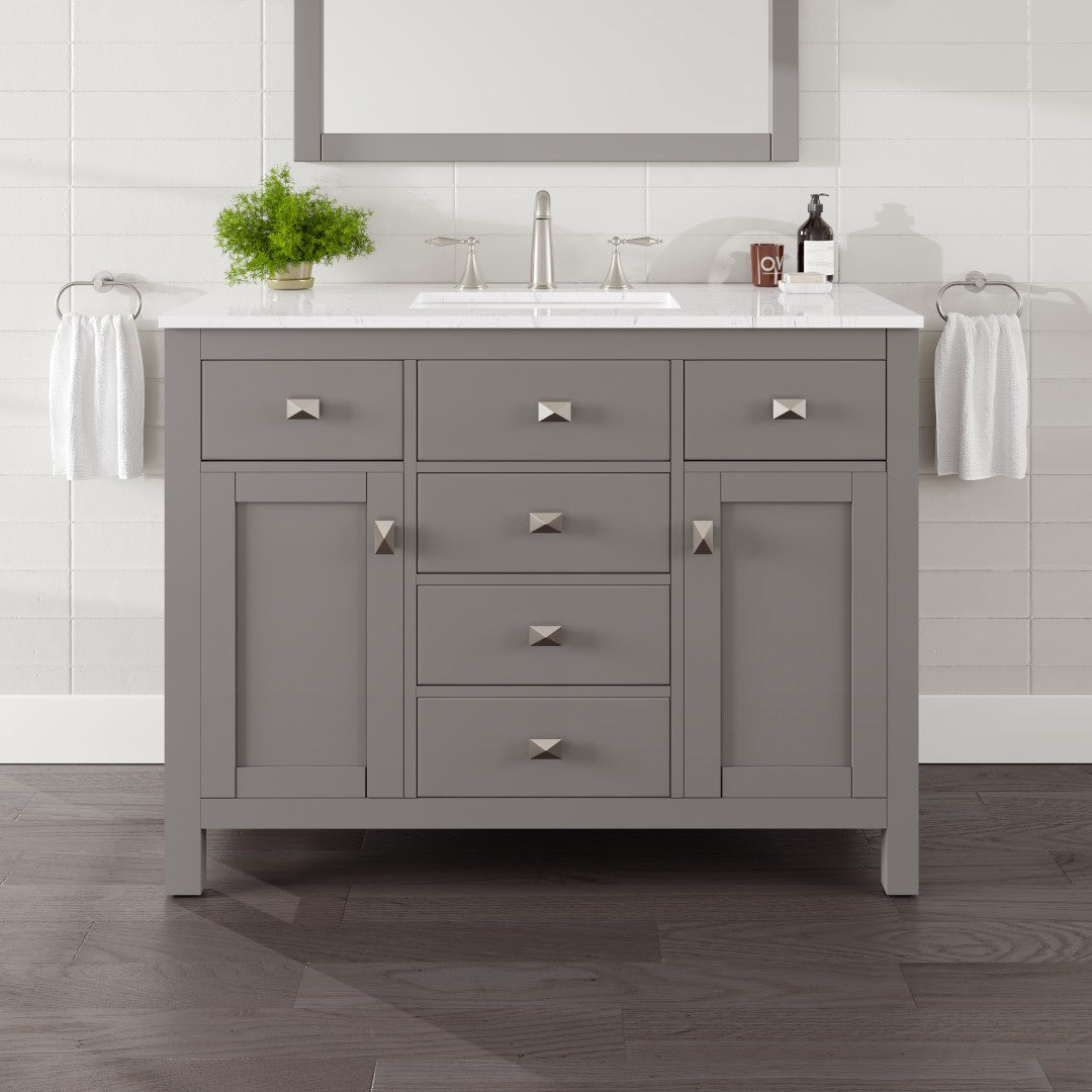 Artemis 42 in. Gray Single Sink Bath Vanity with Engineered Stone Top and Undermount Porcelain Sink