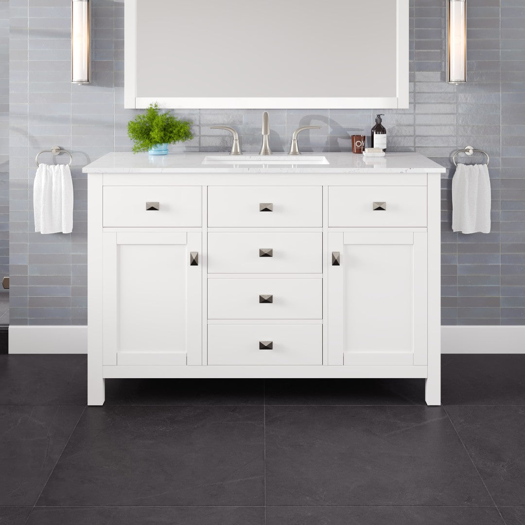 Artemis 48 in. White Single Sink Bath Vanity with Engineered Stone Top and Undermount Porcelain Sink