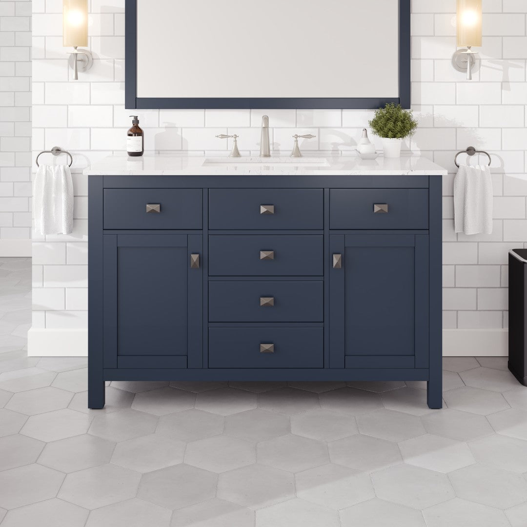 Artemis 48 in. Blue Single Sink Bath Vanity with Engineered Stone Top and Undermount Porcelain Sink