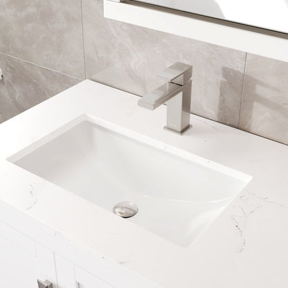 London 42 in. White Single Sink Bath Vanity with Carrara Quartz Top and Undermount Porcelain Sink