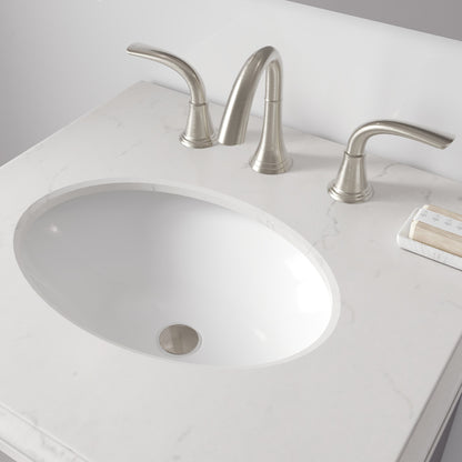 Elite Stamford 24 in. Gray Single Sink Bath Vanity with Carrara Quartz Top and Undermount Porcelain Sink