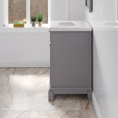 Elite Stamford 24 in. Gray Single Sink Bath Vanity with Carrara Quartz Top and Undermount Porcelain Sink