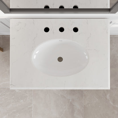 Elite Stamford 30 in. Gray Single Sink Bath Vanity with Carrara Quartz Top and Undermount Porcelain Sink