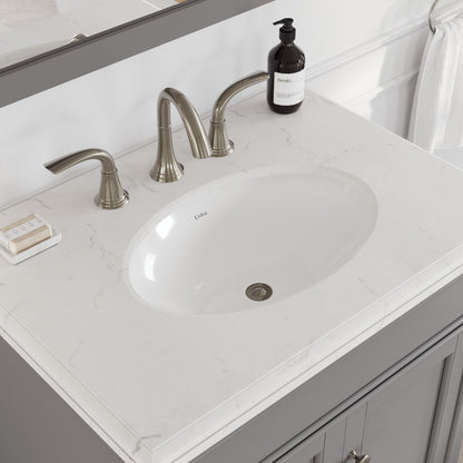Elite Stamford 30 in. Gray Single Sink Bath Vanity with Carrara Quartz Top and Undermount Porcelain Sink