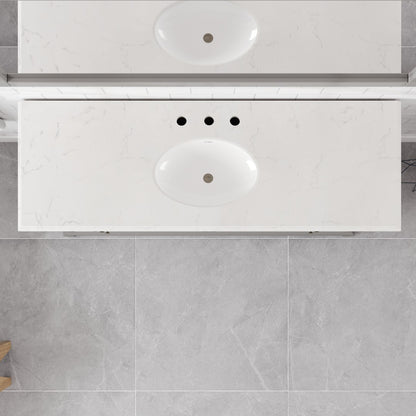 Elite Stamford 60 in. Gray Single Sink Bath Vanity with Carrara Quartz Top and Undermount Porcelain Sink