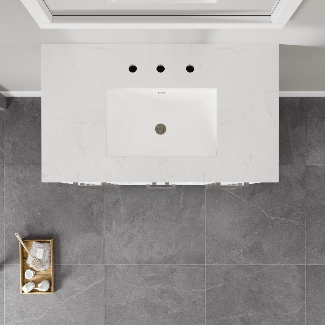 Hampton 36 in. White Single Sink Bath Vanity with Carrara Quartz Top and Undermount Porcelain Sink