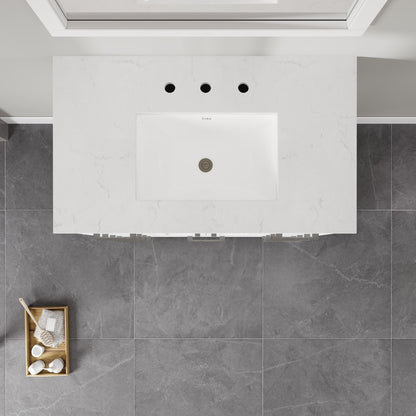 Hampton 36 in. White Single Sink Bath Vanity with Carrara Quartz Top and Undermount Porcelain Sink