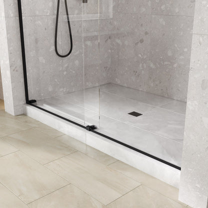 Eviva Glide 60 in. W x 78 in. H Sliding Frameless Shower Door in Matte Black with Tempered Glass