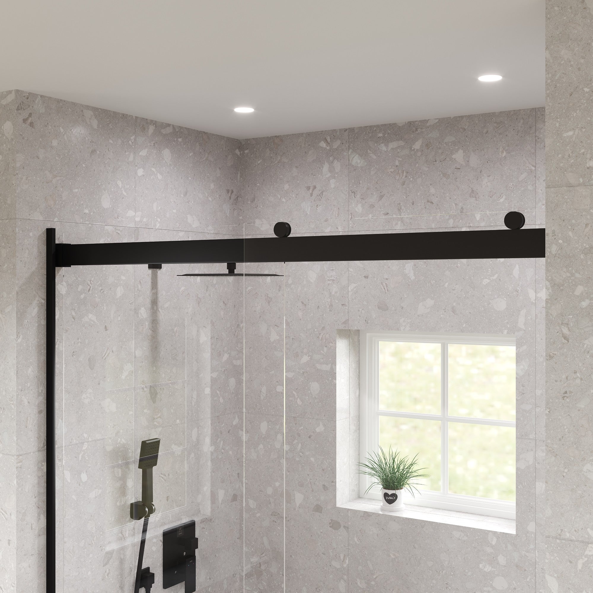 Eviva Glide 60 in. W x 78 in. H Sliding Frameless Shower Door in Matte Black with Tempered Glass