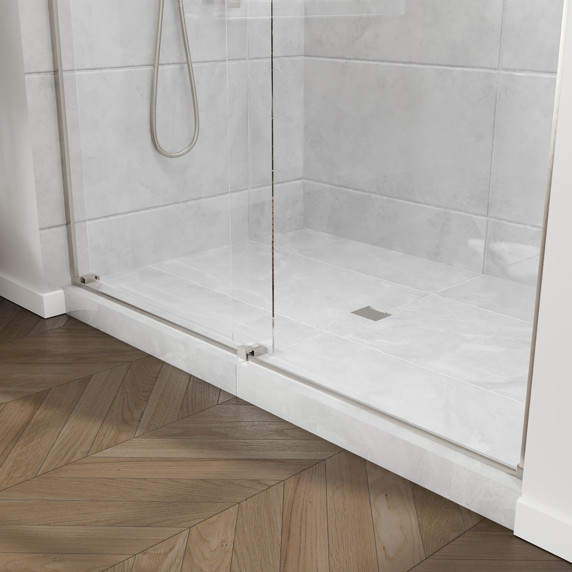 Eviva Glide 60 in. W x 78 in. H Sliding Frameless Shower Door in Brushed Nickel with Tempered Glass