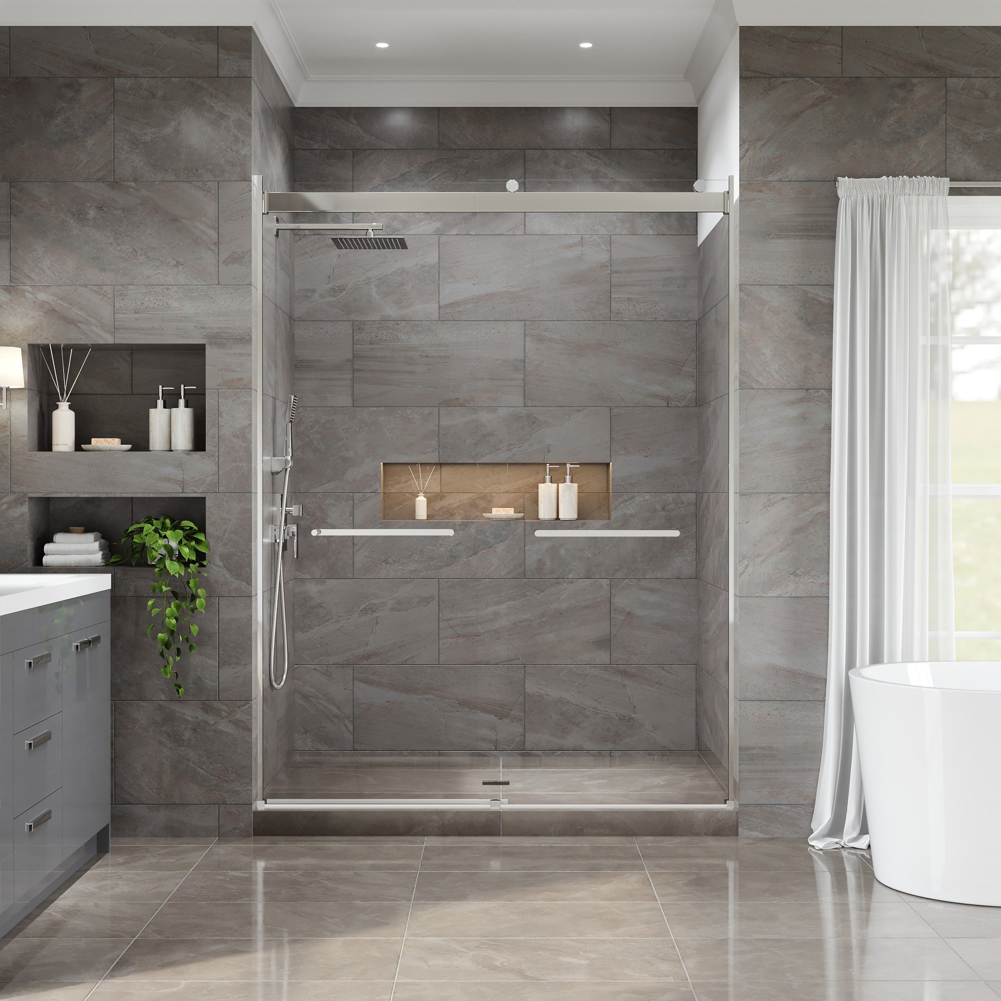 Eviva Glide 60 in. W x 78 in. H Sliding Frameless Shower Door in Chrome with Tempered Glass