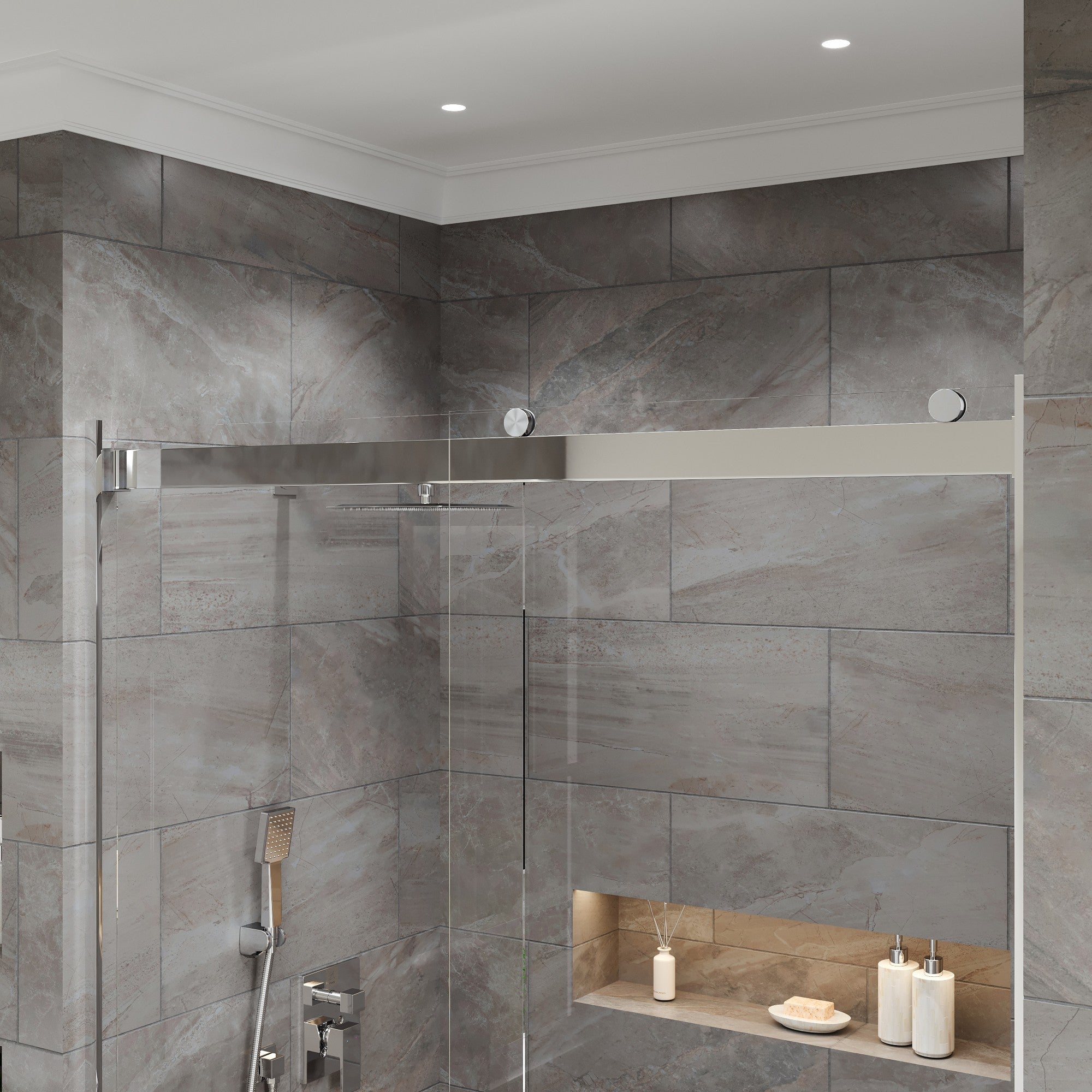 Eviva Glide 60 in. W x 78 in. H Sliding Frameless Shower Door in Chrome with Tempered Glass