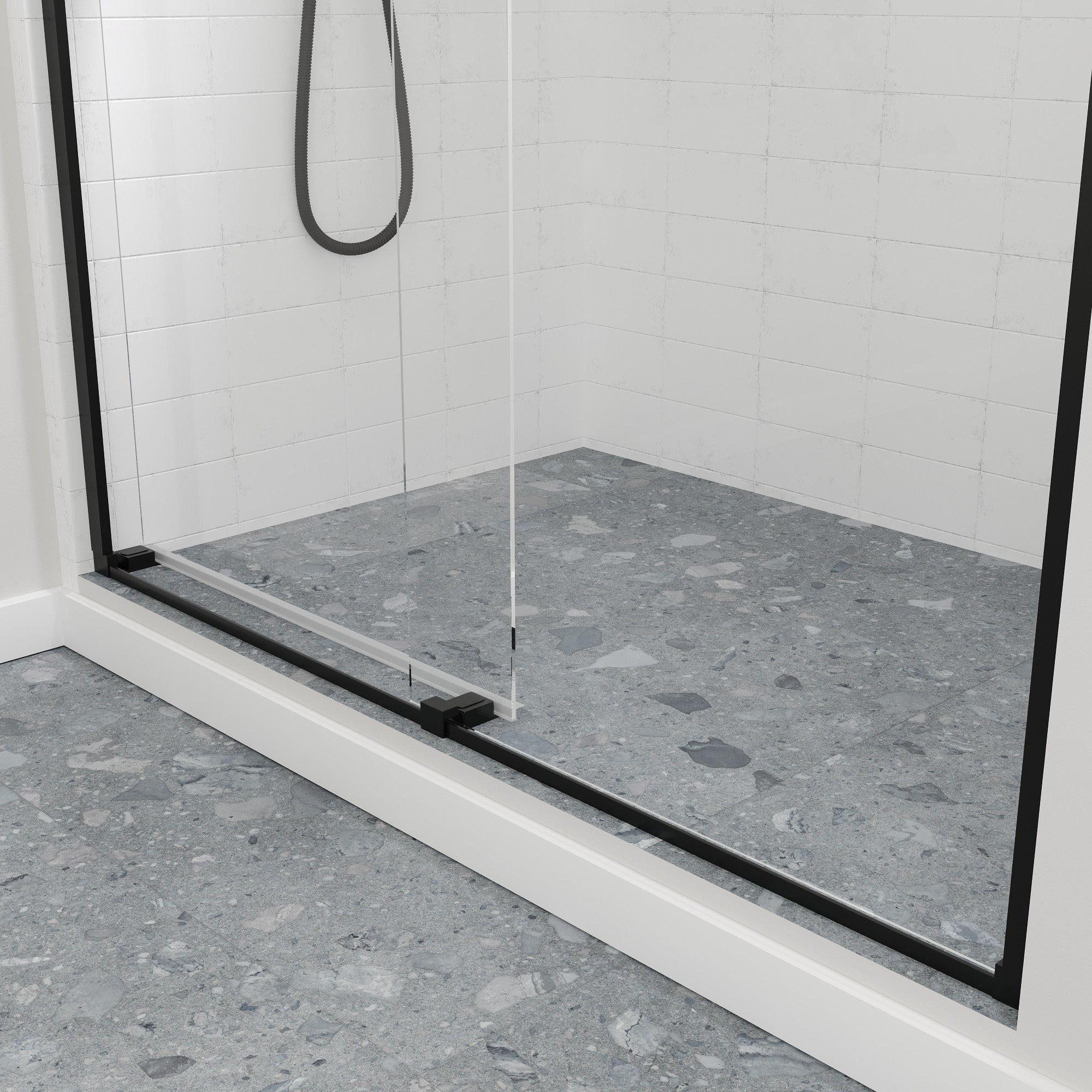 Eviva Orbit 48 in. W x 78 in. H Sliding Frameless Shower Door in Matte Black with Tempered Glass