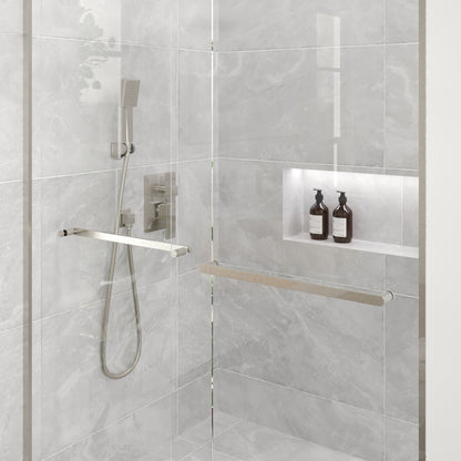 Eviva Orbit 48 in. W x 78 in. H Sliding Frameless Shower Door in Brushed Nickel with Tempered Glass