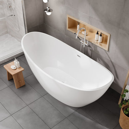 Eviva Bella 72" Glossy White Acrylic Slipper Freestanding Bathtub