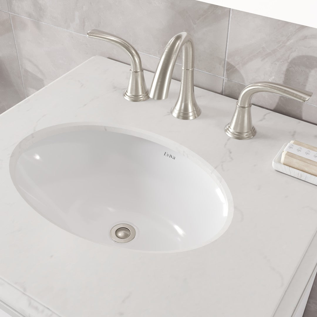 Elite Stamford 24 in. White Single Sink Bath Vanity with Carrara Quartz Top and Undermount Porcelain Sink
