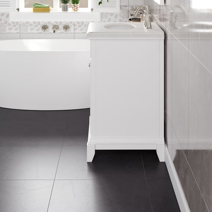 Elite Stamford 24 in. White Single Sink Bath Vanity with Carrara Quartz Top and Undermount Porcelain Sink
