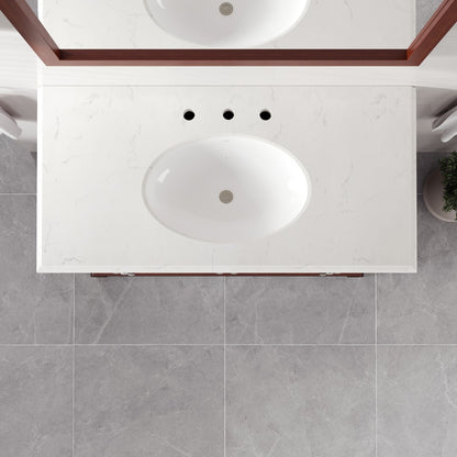 Elite Stamford 42 in. Teak Single Sink Bath Vanity with Carrara Quartz Top and Undermount Porcelain Sink