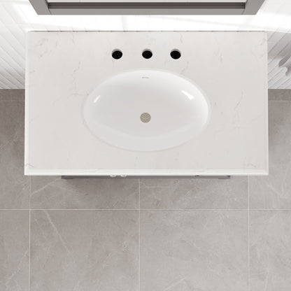 Elite Stamford 36 in. Gray Single Sink Bath Vanity with Carrara Quartz Top and Undermount Porcelain Sink