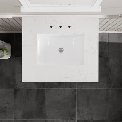 Britney 24 in. White Single Sink Bath Vanity with Carrara Quartz Top and Undermount Porcelain Sink