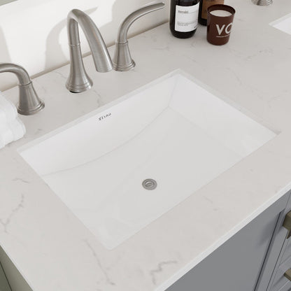 Aberdeen 48 in. Gray Double Sink Bath Vanity with Carrara Quartz Top and Undermount Porcelain Sinks - Bathroom Vanity by Eviva