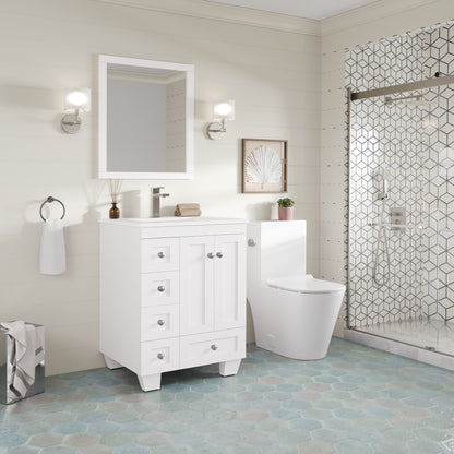 Acclaim 24 in. White Single Right Sink Bath Vanity with Carrara Quartz Top and Undermount Porcelain Sink