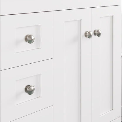 Acclaim 24 in. White Single Right Sink Bath Vanity with Carrara Quartz Top and Undermount Porcelain Sink