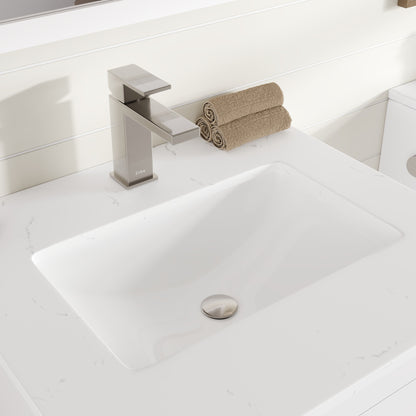 Acclaim 24 in. White Single Right Sink Bath Vanity with Carrara Quartz Top and Undermount Porcelain Sink