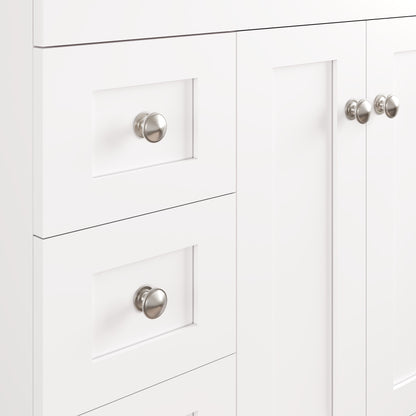 Acclaim 26 in. White Single Right Sink Bath Vanity with Carrara Quartz Top and Undermount Porcelain Sink