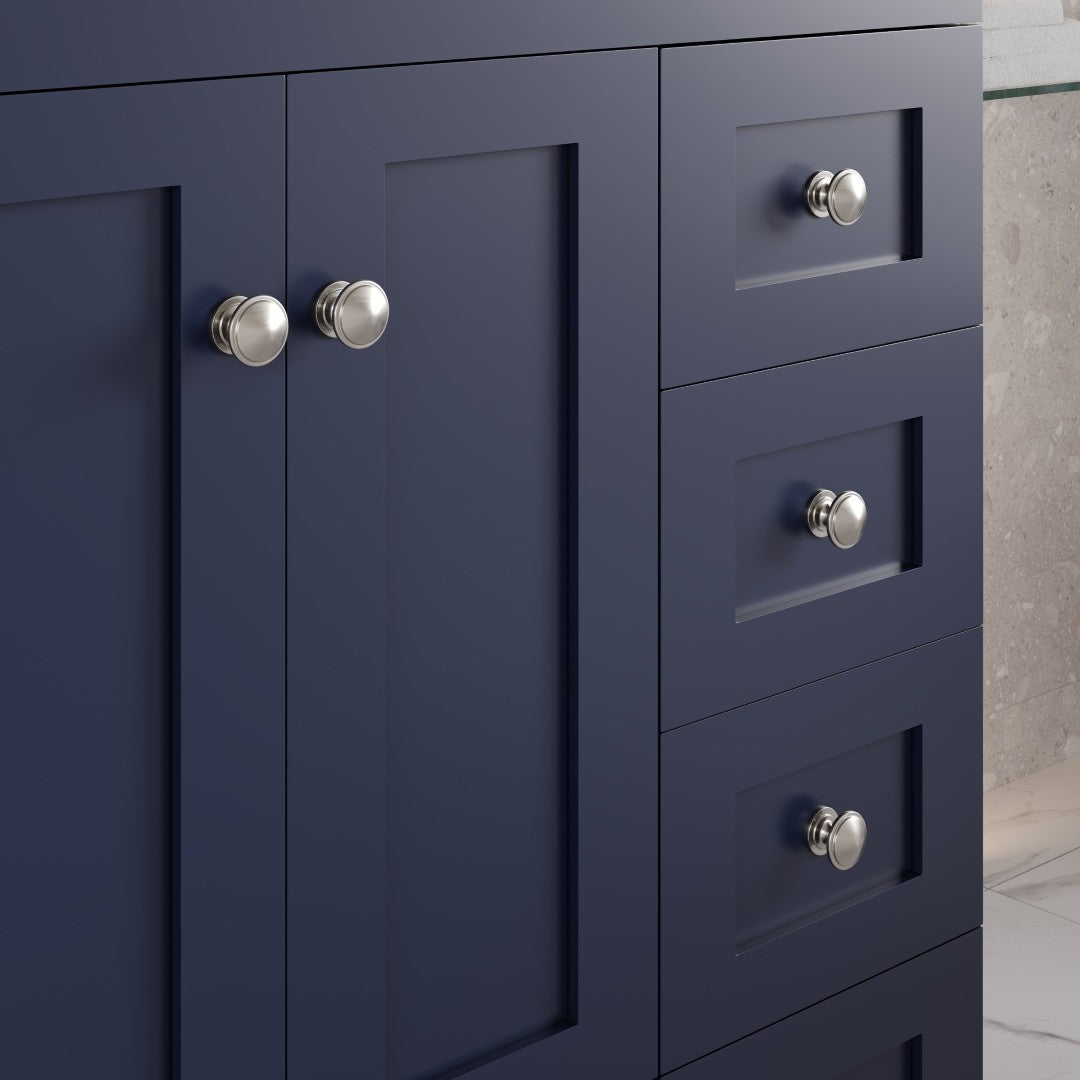 Happy 28 in. Blue Single Sink Bath Vanity with Carrara Quartz Top and Undermount Porcelain Sink