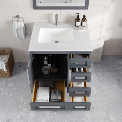 Loon 30 in. Dark Gray Single Sink Bath Vanity with Carrara Quartz Top and Undermount Porcelain Sink