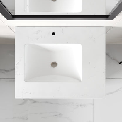 Loon 28 in. Espresso Single Sink Bath Vanity with Carrara Quartz Top and Undermount Porcelain Sink