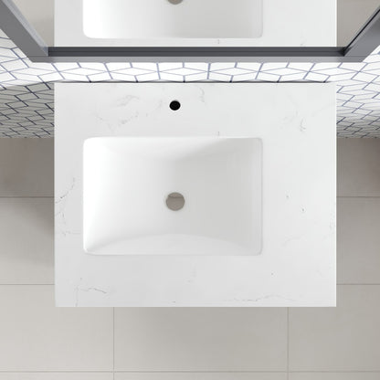 Loon 28 in. Dark Gray Single Sink Bath Vanity with Carrara Quartz Top and Undermount Porcelain Sink