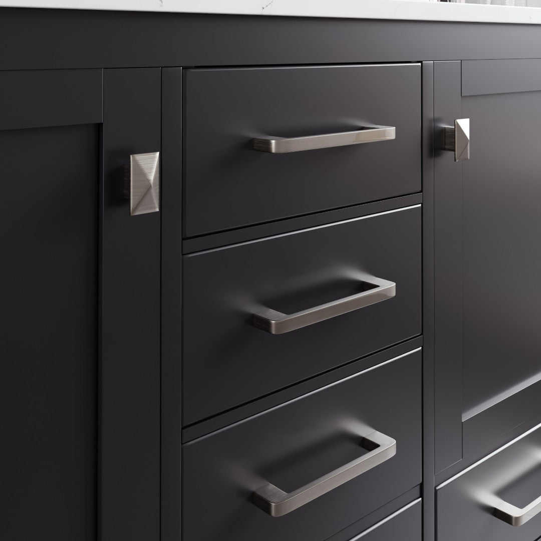 London 54 in. Espresso Double Sink Bath Vanity with Carrara Quartz Top and Undermount Porcelain Sinks