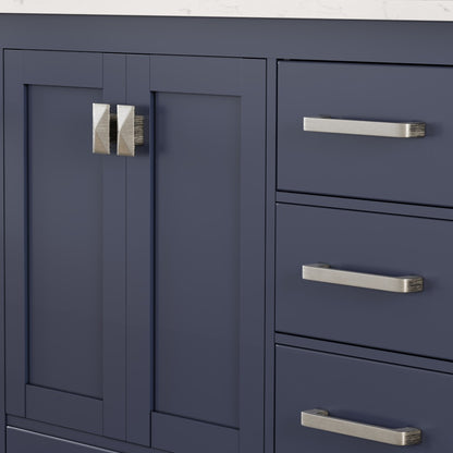 Aberdeen 42 in. Blue Single Sink Bath Vanity with Carrara Quartz Top and Undermount Porcelain Sink