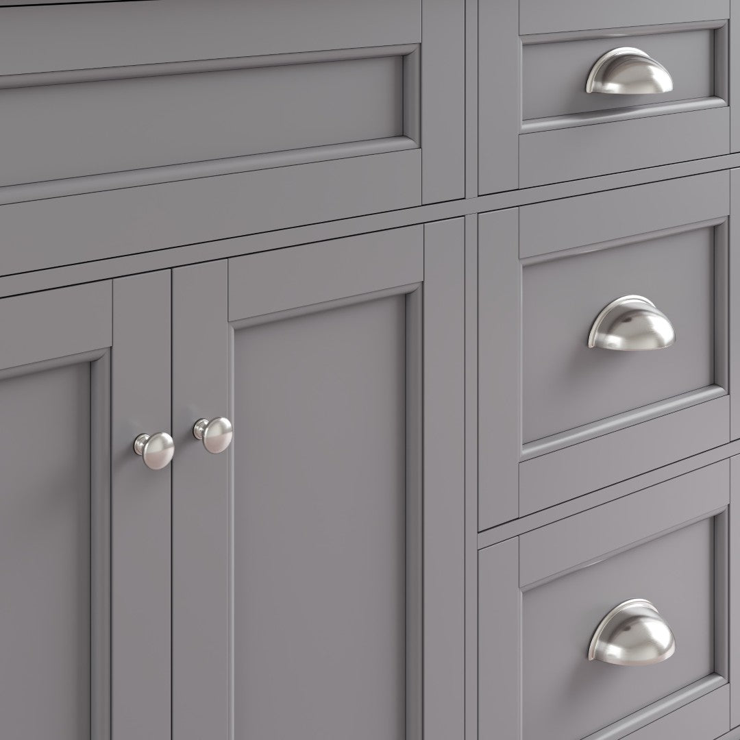 Epic 96 in. Gray Double Sink Bath Vanity with Carrara Quartz Top and Undermount Porcelain Sinks