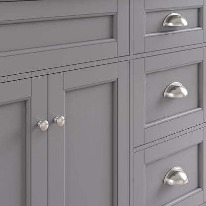 Epic 96 in. Gray Double Sink Bath Vanity with Carrara Quartz Top and Undermount Porcelain Sinks