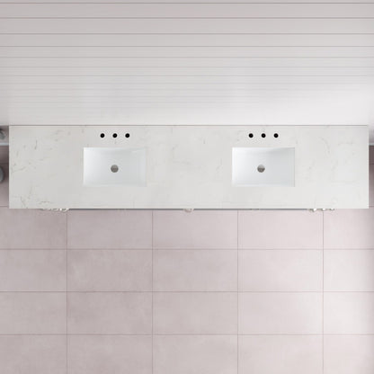 Epic 96 in. Gray Double Sink Bath Vanity with Carrara Quartz Top and Undermount Porcelain Sinks