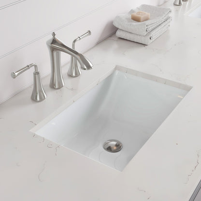 Epic 96 in. Gray Double Sink Bath Vanity with Carrara Quartz Top and Undermount Porcelain Sinks