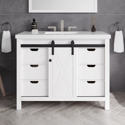 Dallas 42 in. White Single Sink Bath Vanity with Quartz Top and Undermount Porcelain Sink