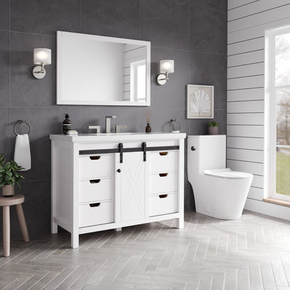Dallas 42 in. White Single Sink Bath Vanity with Quartz Top and Undermount Porcelain Sink
